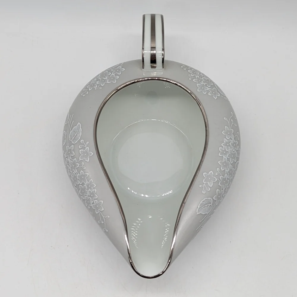 Noritake Sabrina White Grey Silver Floral Ceramic Creamer